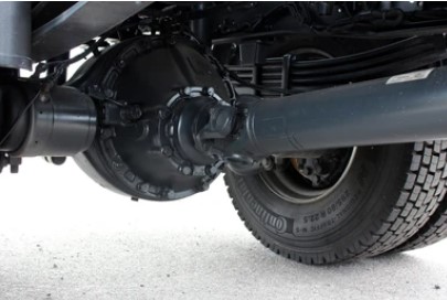 Rear axle of a truck. Rear suspension and springs of a truck.